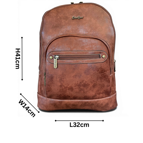 Cotton Road Laptop Bag: BROWN PU Leather Backpack