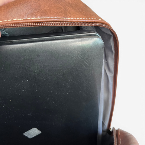 Cotton Road Laptop Bag: BROWN PU Leather Backpack