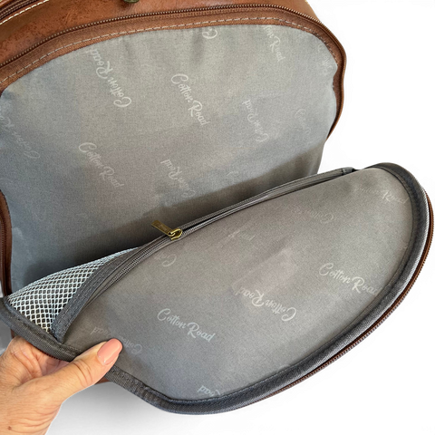 Cotton Road Laptop Bag: BROWN PU Leather Backpack