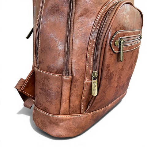 Cotton Road Laptop Bag: BROWN PU Leather Backpack