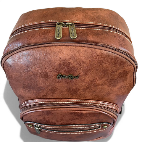 Cotton Road Laptop Bag: BROWN PU Leather Backpack