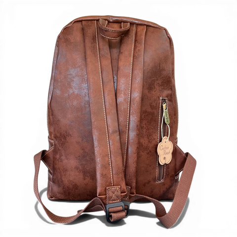 Cotton Road Laptop Bag: BROWN PU Leather Backpack