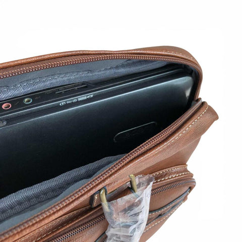 Cotton Road Laptop Bag: BROWN PU Leather Bag