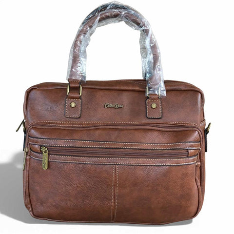 Cotton Road Laptop Bag: BROWN PU Leather Bag