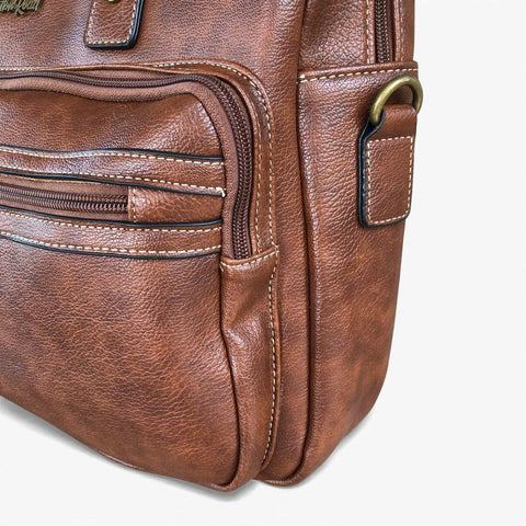 Cotton Road Laptop Bag: BROWN PU Leather Bag