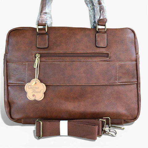 Cotton Road Laptop Bag: BROWN PU Leather Bag