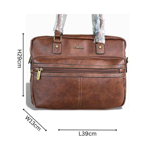 Cotton Road Laptop Bag: BROWN PU Leather Bag for 15.6" Laptop