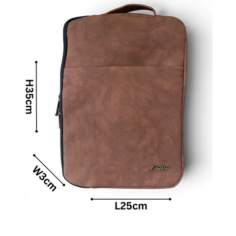 Cotton Road Laptop Bag: BROWN PU Leather suitable for 14" Laptop