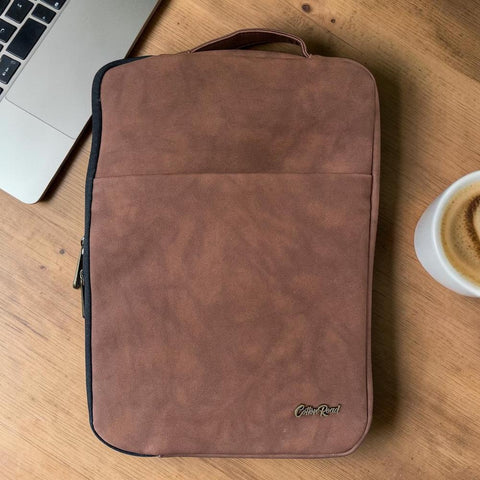 Cotton Road Laptop Bag: BROWN PU Leather suitable for 14" Laptop