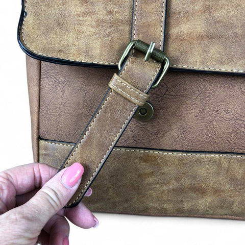 Cotton Road Laptop Bag: BROWN Unisex PU Leather 15'6 Laptop Bag with STRAP detailing