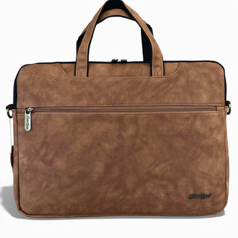 Cotton Road Laptop Bag: CAMEL PU Leather 15'6 Padded Laptop Bag / Carry Sleeve