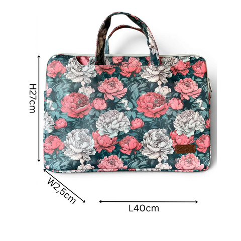 Cotton Road Laptop Bag: FLORAL PVC Laptop Bag / Carry Sleeve with Padded Inner