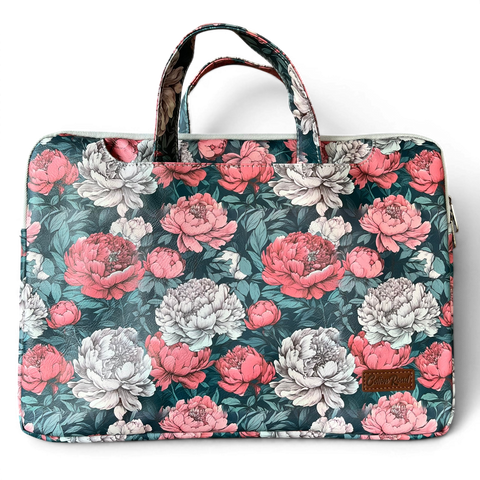 Cotton Road Laptop Bag: FLORAL PVC Laptop Bag / Carry Sleeve with Padded Inner