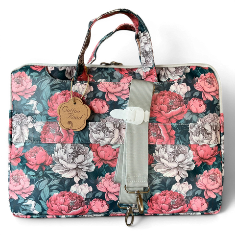 Cotton Road Laptop Bag: FLORAL PVC Laptop Bag / Carry Sleeve with Padded Inner