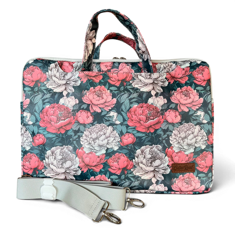 Cotton Road Laptop Bag: FLORAL PVC Laptop Bag / Carry Sleeve with Padded Inner