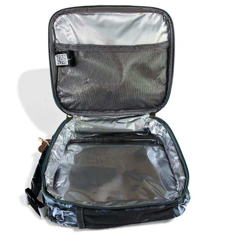 Cotton Road Laptop Bag: GREEN FLORAL Canvas with Matching Sleeve and LUNCH Cooler
