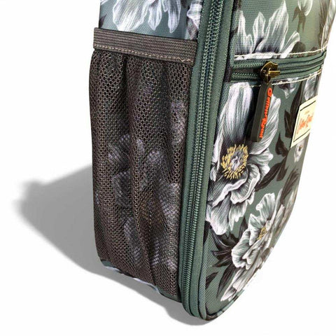 Cotton Road Laptop Bag: GREEN FLORAL Canvas with Matching Sleeve and LUNCH Cooler