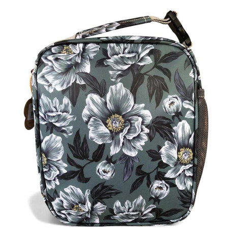 Cotton Road Laptop Bag: GREEN FLORAL Canvas with Matching Sleeve and LUNCH Cooler