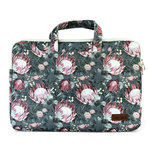 Cotton Road Laptop Bag: GREEN PROTEA PVC Laptop Bag / Carry Sleeve with Padded Inner