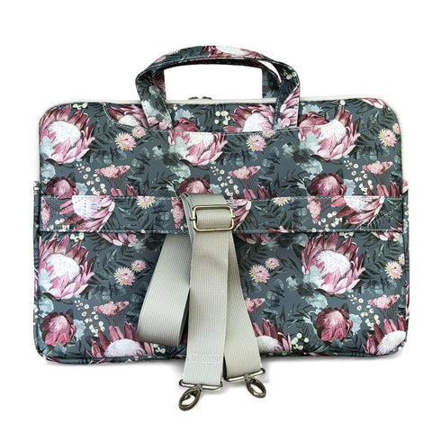 Cotton Road Laptop Bag: GREEN PROTEA PVC Laptop Bag / Carry Sleeve with Padded Inner