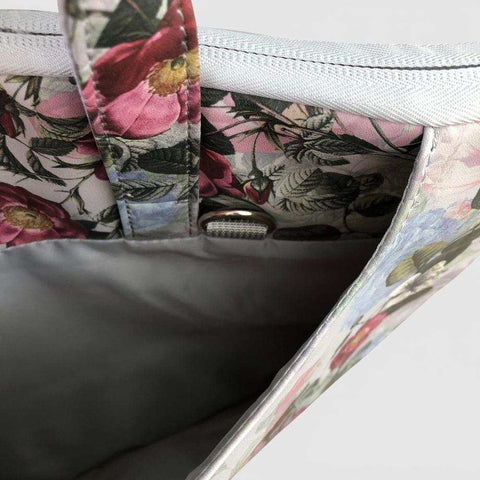 Cotton Road Laptop Bag: GREY FLORAL PVC Bag / Carry Sleeve with Padded Inner
