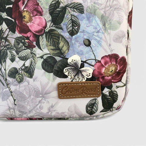 Cotton Road Laptop Bag: GREY FLORAL PVC Bag / Carry Sleeve with Padded Inner