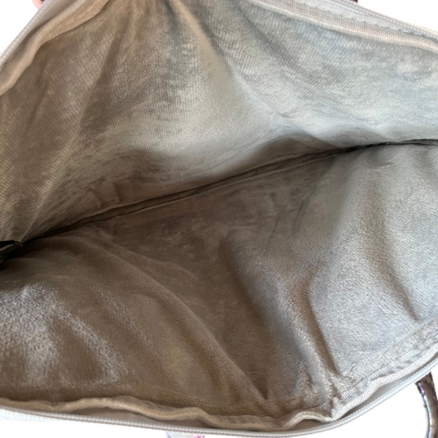 Cotton Road Laptop Bag: GREY FLORAL PVC Laptop Bag / Carry Sleeve with Padded Inner
