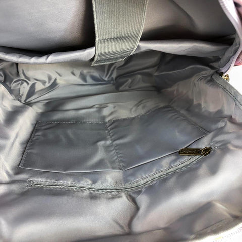 Cotton Road Laptop Bag: GREY PVC 15,6" Backpack with FLOWERS