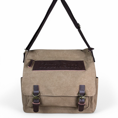 Cotton Road Laptop Bag: KHAKI BRANDED Canvas 15,6" Laptop Bag