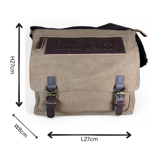 Cotton Road Laptop Bag: KHAKI BRANDED Canvas 15,6" Laptop Bag