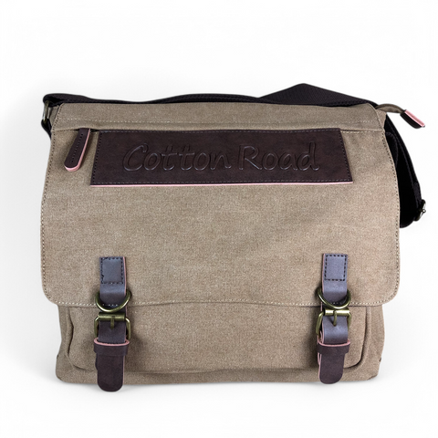Cotton Road Laptop Bag: KHAKI BRANDED Canvas 15,6" Laptop Bag