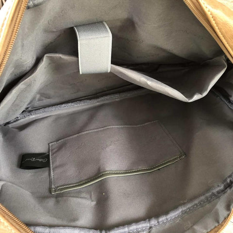 Cotton Road Laptop Bag: KHAKI PU Leather Bag