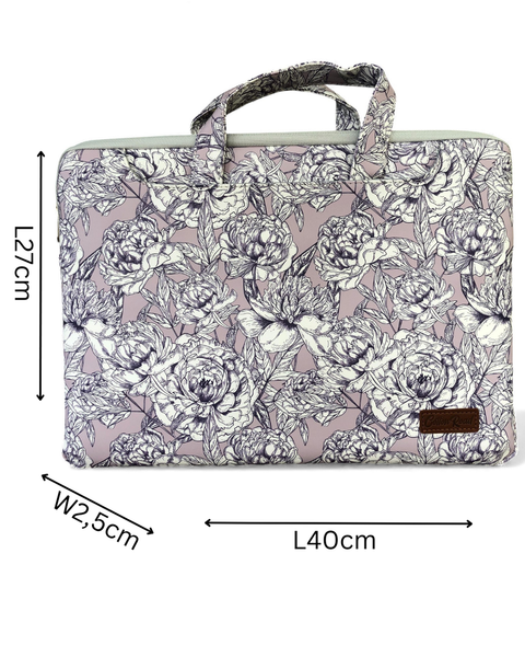 Cotton Road Laptop Bag: LILAC FLORAL PVC Laptop Bag / Carry Sleeve with Padded Inner