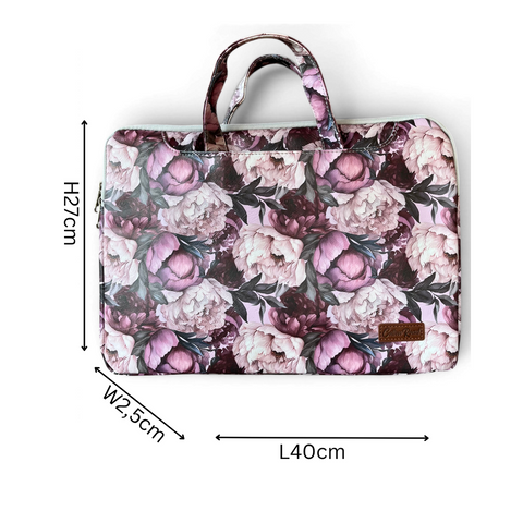 Cotton Road Laptop Bag: LILAC FLORAL PVC Laptop Bag / Carry Sleeve with Padded Inner