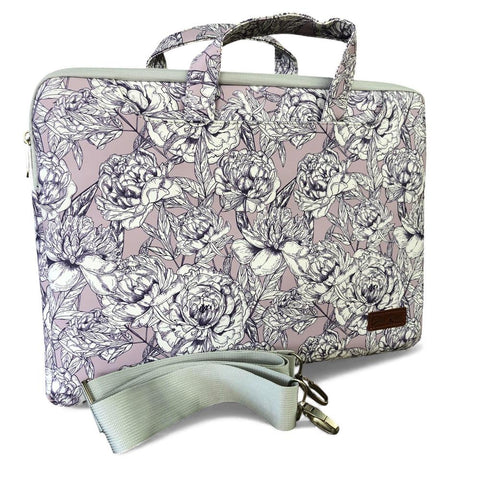Cotton Road Laptop Bag: LILAC FLORAL PVC Laptop Bag / Carry Sleeve with Padded Inner