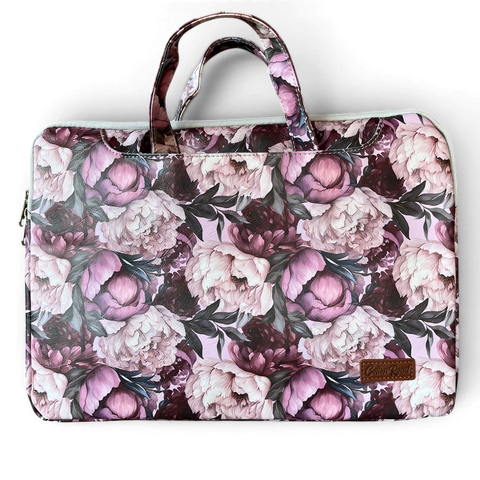 Cotton Road Laptop Bag: LILAC FLORAL PVC Laptop Bag / Carry Sleeve with Padded Inner