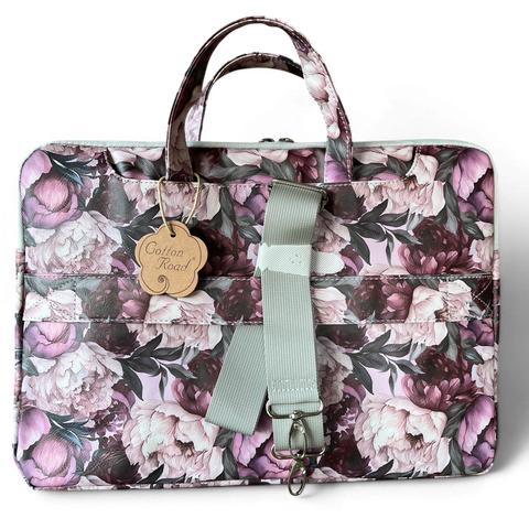 Cotton Road Laptop Bag: LILAC FLORAL PVC Laptop Bag / Carry Sleeve with Padded Inner