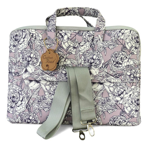 Cotton Road Laptop Bag: LILAC FLORAL PVC Laptop Bag / Carry Sleeve with Padded Inner