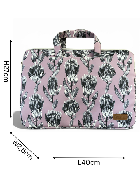 Cotton Road Laptop Bag: LILAC PROTEA PVC Bag / Carry Sleeve with Padded Inner