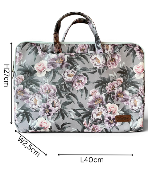 Cotton Road Laptop Bag: Lilac Floral Laptop Bag / Carry Sleeve with Padded Inner