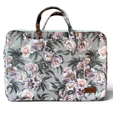 Cotton Road Laptop Bag: Lilac Floral Laptop Bag / Carry Sleeve with Padded Inner