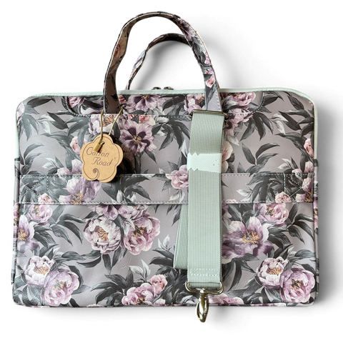Cotton Road Laptop Bag: Lilac Floral Laptop Bag / Carry Sleeve with Padded Inner