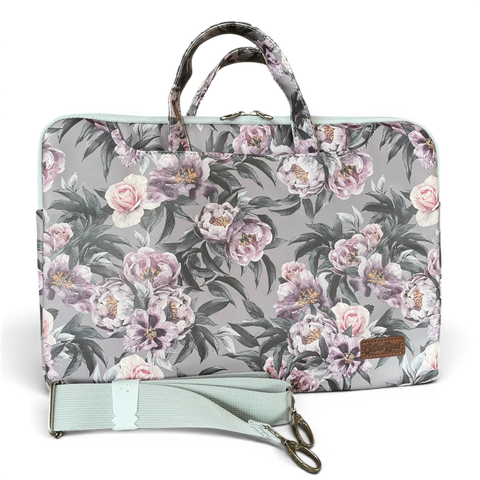 Cotton Road Laptop Bag: Lilac Floral Laptop Bag / Carry Sleeve with Padded Inner