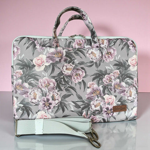 Cotton Road Laptop Bag: Lilac Floral Laptop Bag / Carry Sleeve with Padded Inner