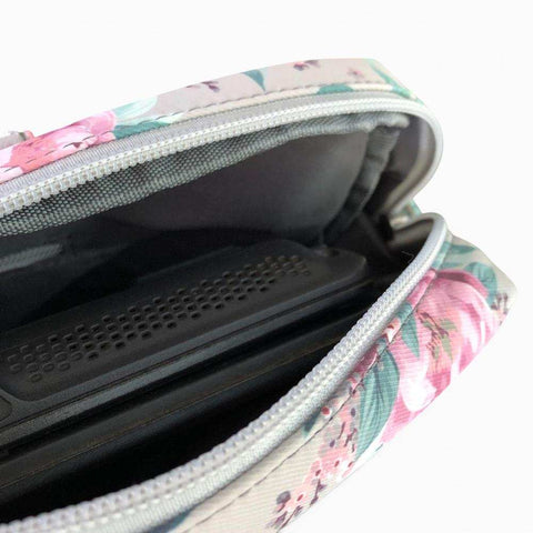 Cotton Road Laptop Bag: MINT GREEN Canvas FLORAL Laptop Bag with GREY Trim and Matching Sleeve COMBO