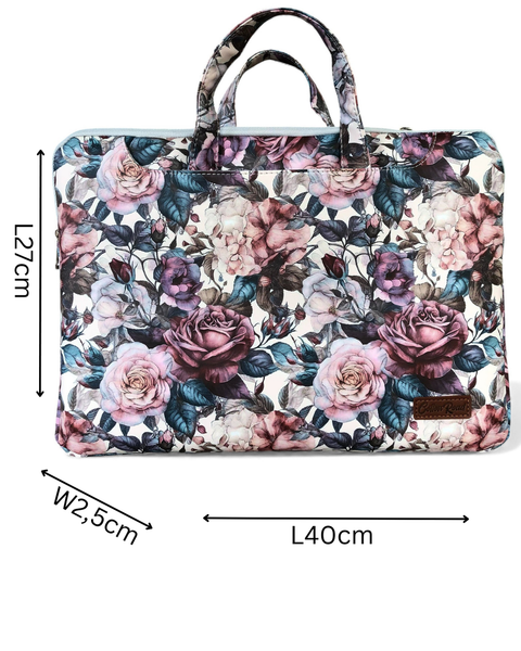 Cotton Road Laptop Bag: PINK FLORAL PVC Laptop Bag / Carry Sleeve with Padded Inner
