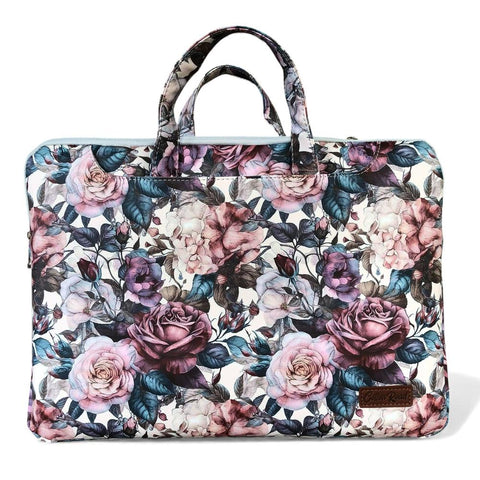 Cotton Road Laptop Bag: PINK FLORAL PVC Laptop Bag / Carry Sleeve with Padded Inner
