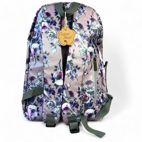 Cotton Road Laptop Bag: PURPLE PVC 15,6" Backpack with FLOWERS
