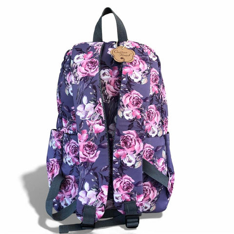 Cotton Road Laptop Bag: Purple Floral Canvas Backpack for 15.6" Laptops