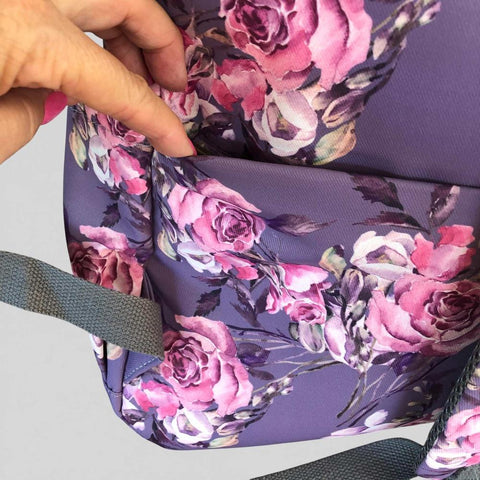 Cotton Road Laptop Bag: Purple Floral Canvas Backpack for 15.6" Laptops
